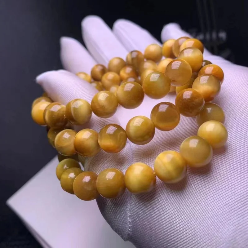 Ювелирный браслет мужской и женский золотой камень тигровый глаз