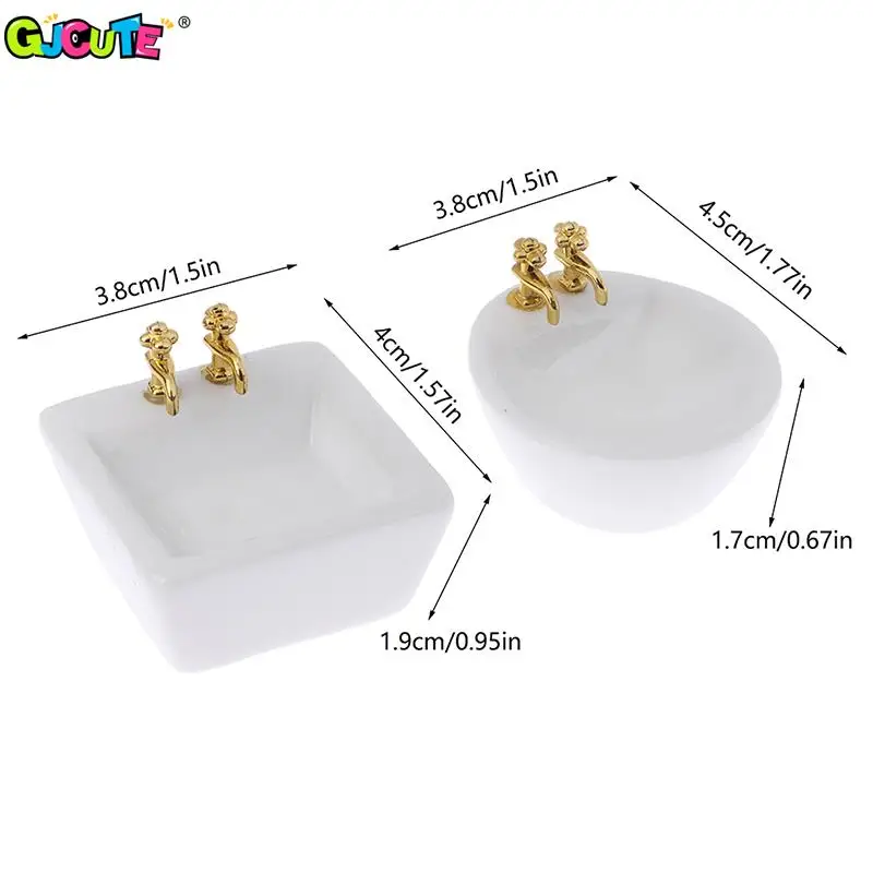 

Квадратная круглая кукольная раковина для ванной комнаты 1:12, миниатюрная модель керамической раковины, модель раковины для ванной комнаты, аксессуары для кукольного домика