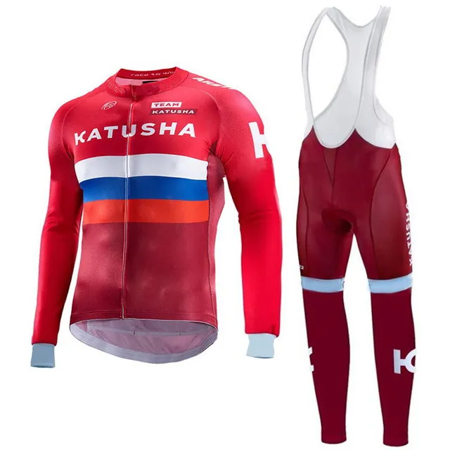

WINTER FLEECE THERMAL 2016 KATUSHA TEAM RUSSIA Men's Cycling Jersey Long Sleeve Bicycle Clothing With Bib PANTS Ropa Ciclismo
