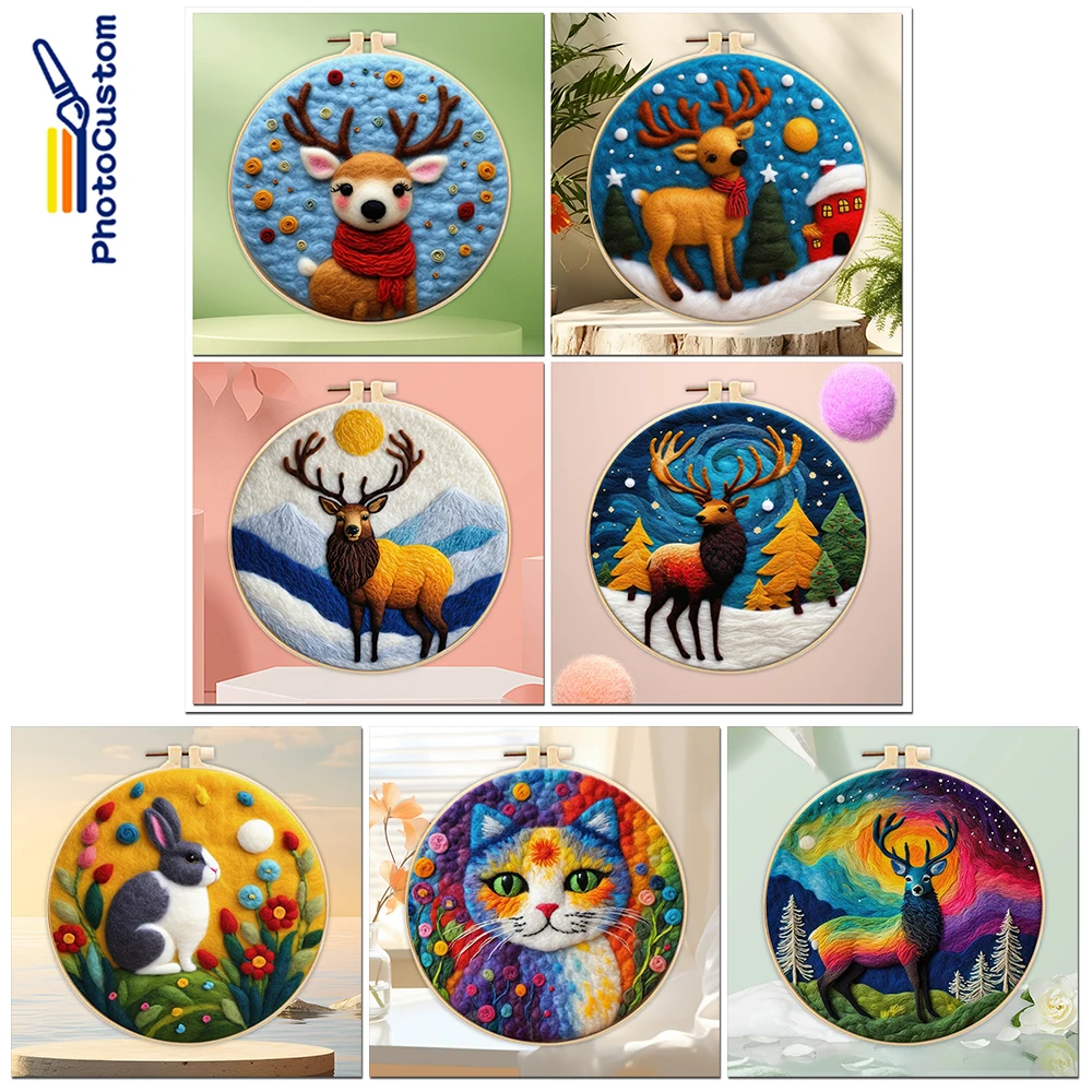 PhotoCustom Рождественский смешной набор для рисования из шерсти и фетра ручная