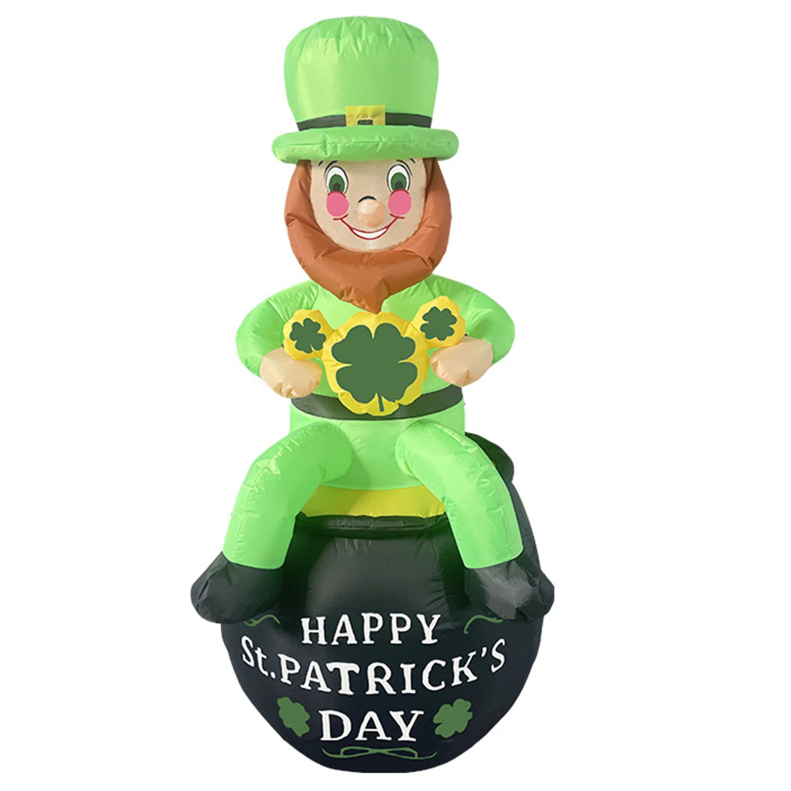 

5.9Ft Inflatable Patrick St Patricks Day Decorations Lighted Blow Up Leprechaun Holding Shamrock LED Lights Lawn Yard Party Deco