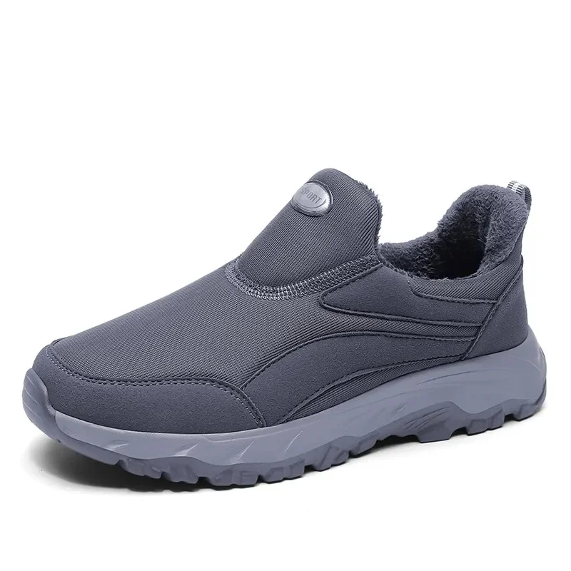 

Men's Thick Plush Ankle Boots Slip-On Winter Shoes Lightweight Sneakers Antiskid Couple Boots Men Warm Cotton Padded Shoes Botas