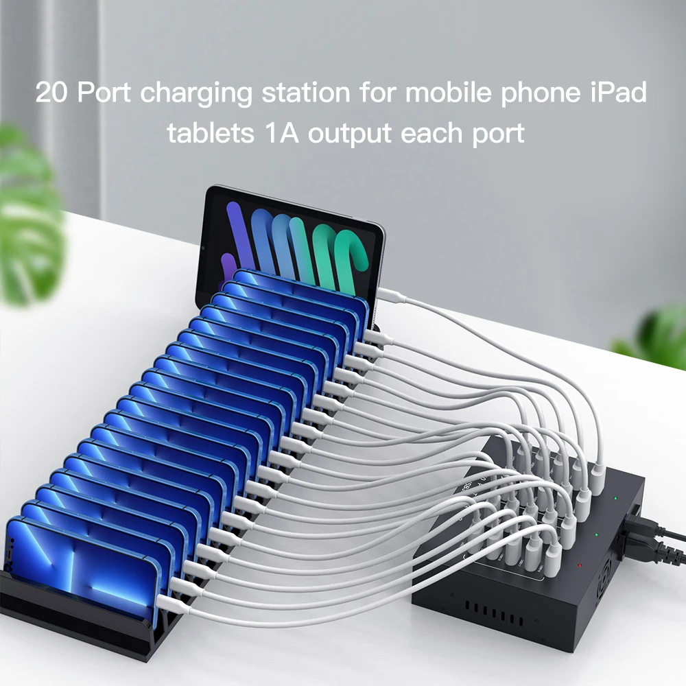 Sipolar A-213P Высокоскоростной 20-портовый концентратор USB 3.0 110 Вт зарядный 1 А со