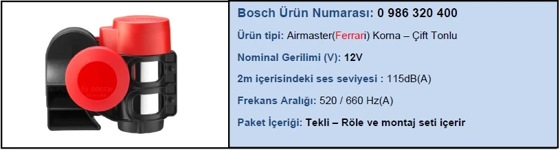 

986320400-horn 12V-520-660 hz 115dB AIRMASTER (FERRARI)