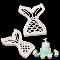 2pcs plastic fish tail biscuits mold cake decorating tools diy fondant cookies cutter chocolates baking decoration accessories