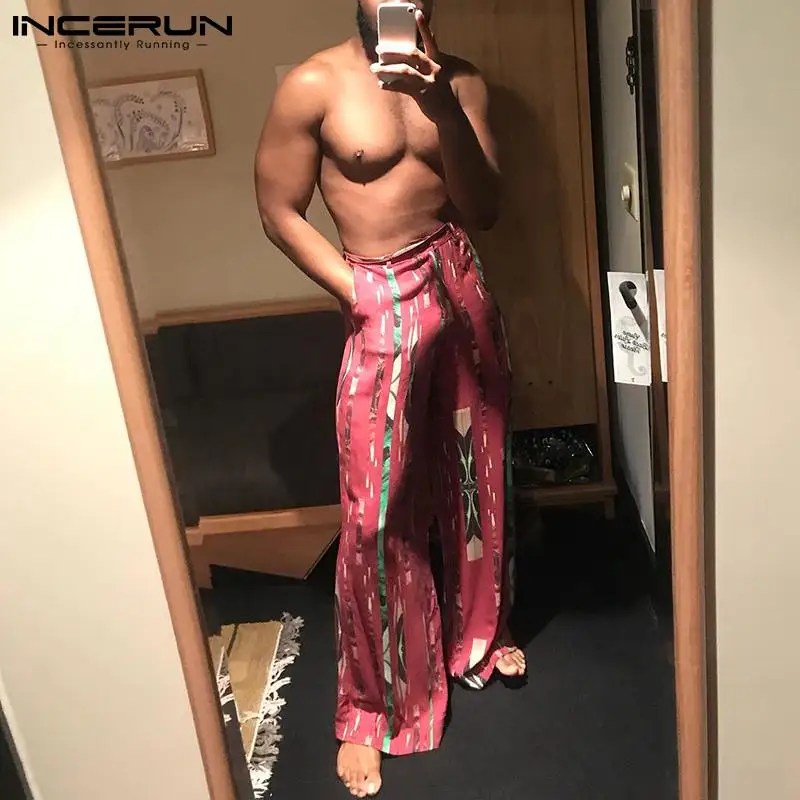 

Мужские модные уличные стильные пикантные брюки для отдыха стильные мужские брюки в полоску с принтом для вечерние ринки Блестящие Брюки ...