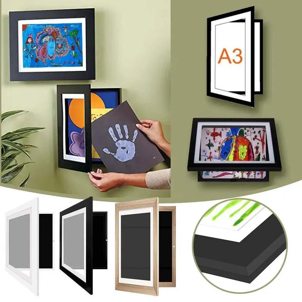 

New Hinged Art Photo Frame Wood Photo Frame Shadow Box Front Opening Bouquet Display Memory Picture Frame For Home Office