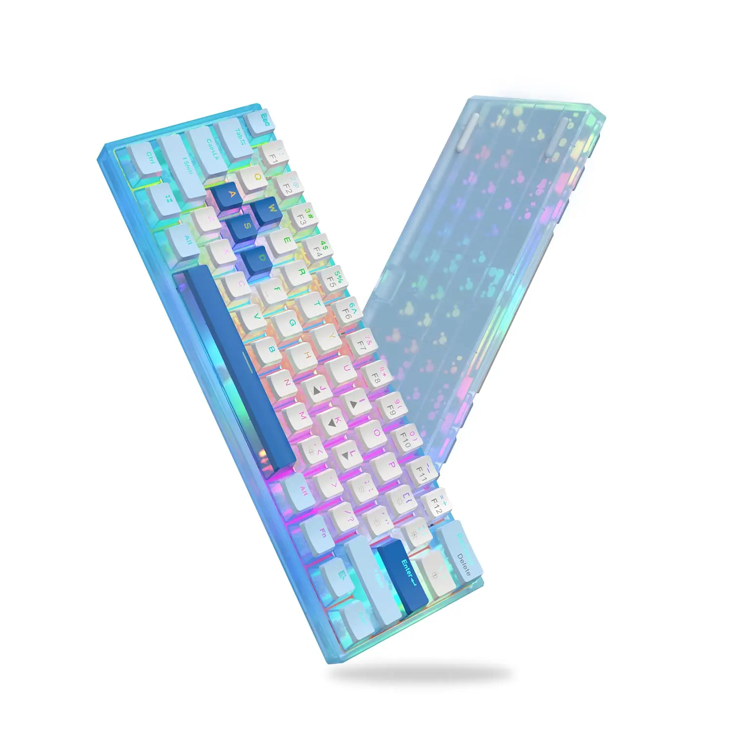 

Ультратонкая игровая механическая клавиатура Womier WK61 60%, популярная меняемая клавиатура RGB с подсветкой «сделай сам», пудинговая клавиатура с красным переключателем и кристаллической основой