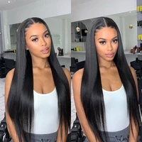 kryssma black synthetic lace front wig straight lace frontal wigs for black women natural black hair for party long wig