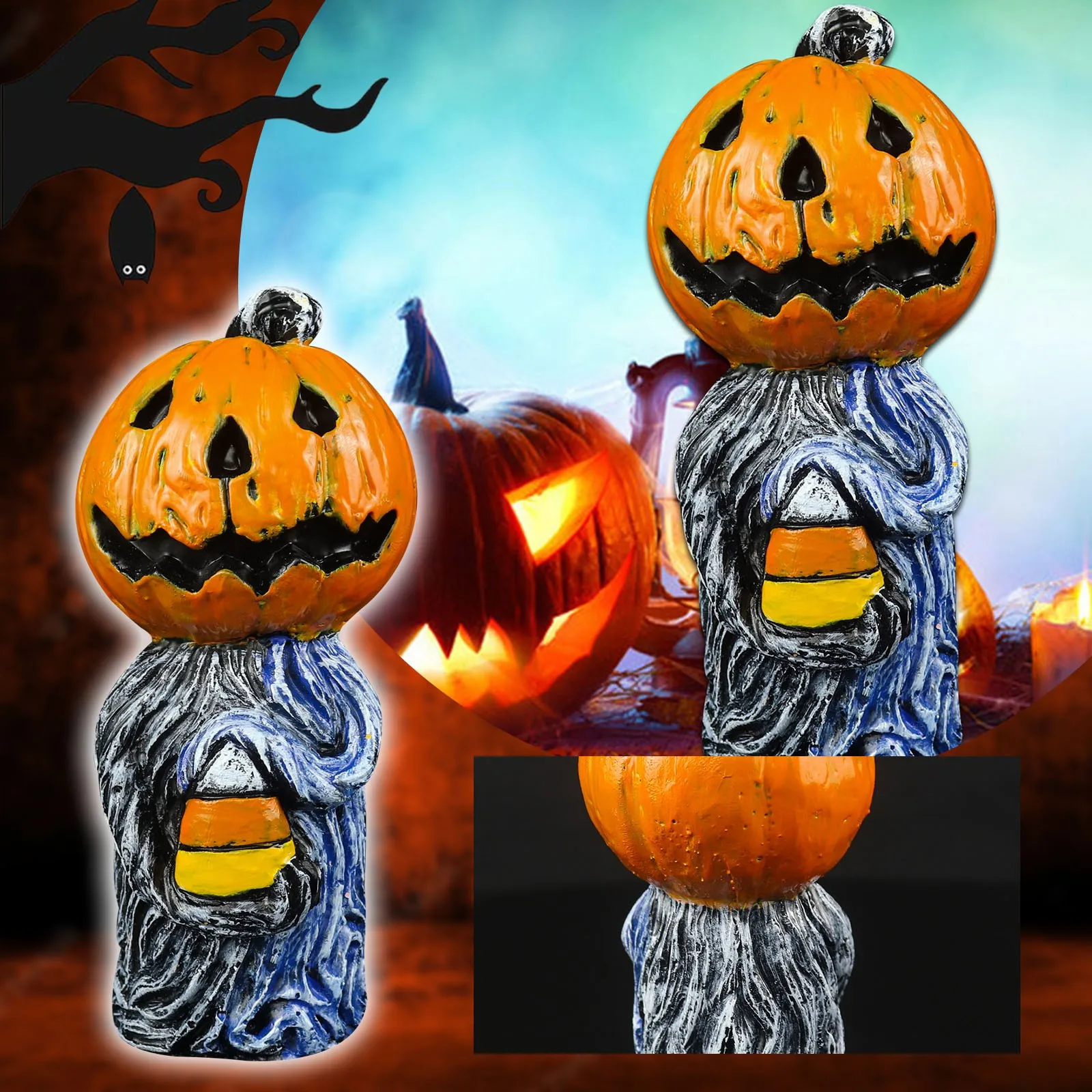 

Золотые украшения с буквами для рождественской елки, Хэллоуина, ужасов, тыквы, украшения на Хэллоуин, голубые искусственные украшения, прос...