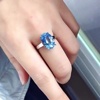 5ct 10mm14mm vvs grade natural topaz ring for daily wear simple silver light blue topaz ring 925 silver topaz jewelry