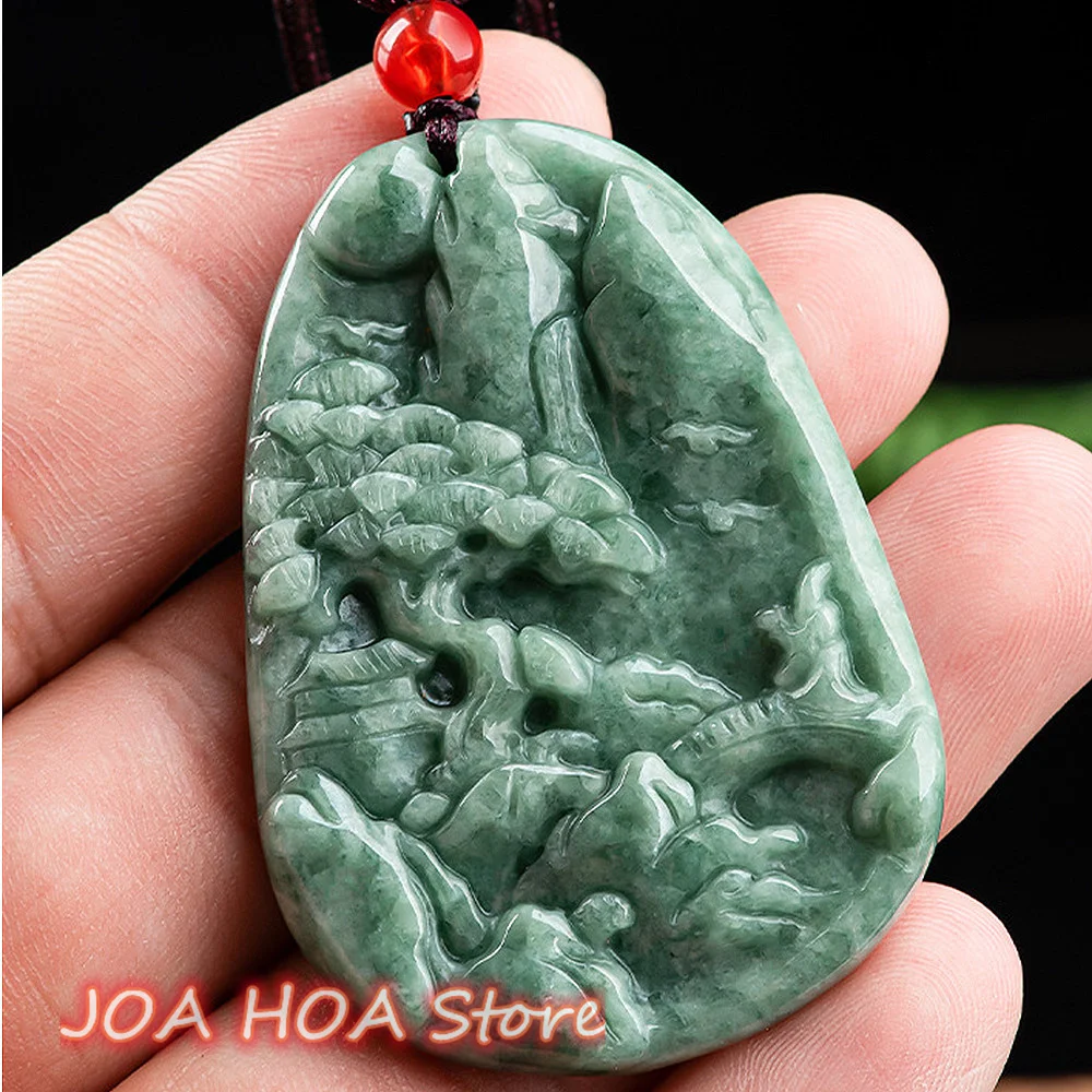 

Новый Пейзаж, бренд Fengshui, натуральные товары A, кулон из нефрита и льда из нефрита, ручная работа, ожерелье, цепочка, бутиковые ювелирные изде...