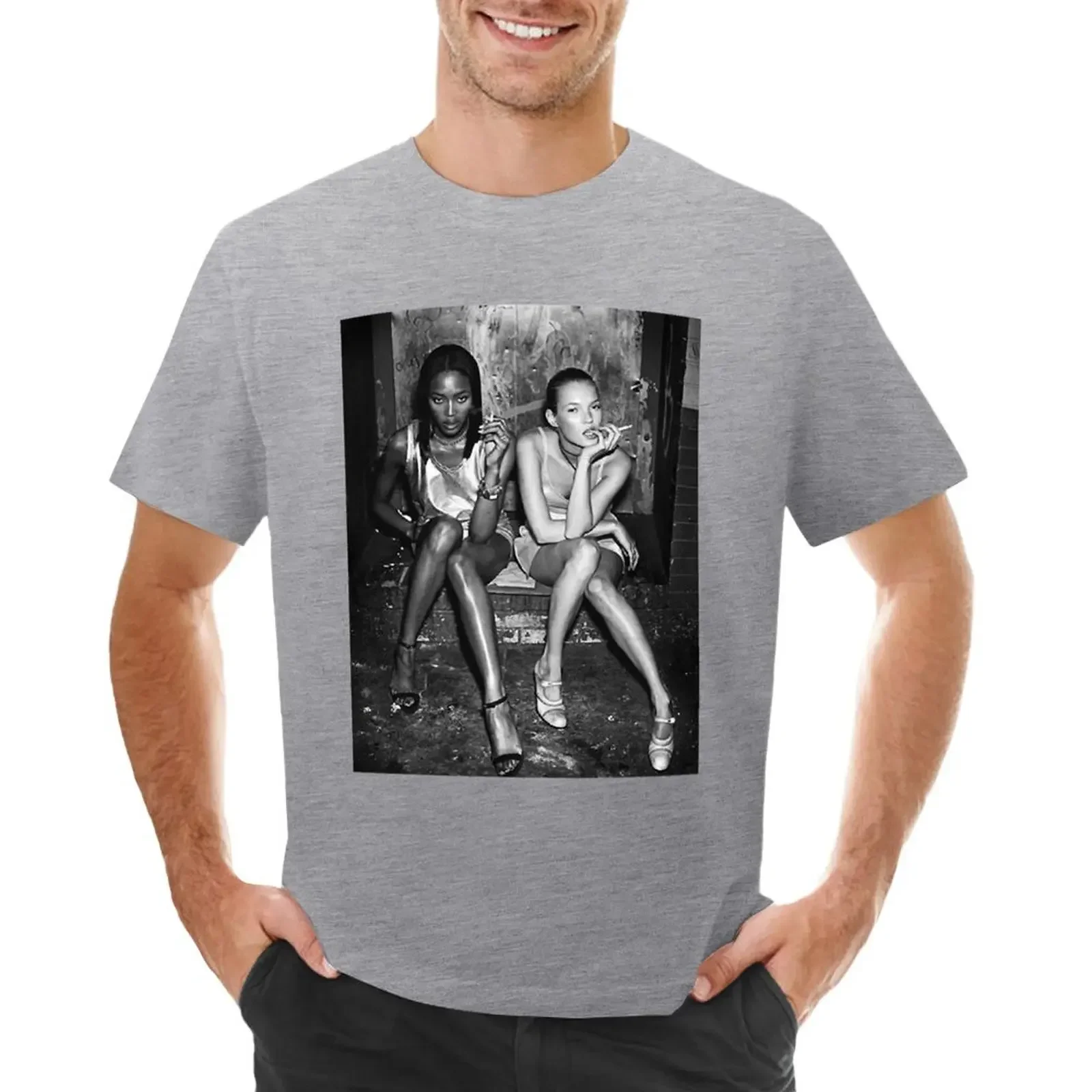 Подарок для мужчин футболка с фотографией Наоми Кейт мох Кэмпбелл в винтажном