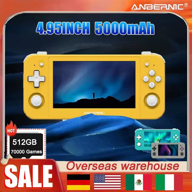 ANBERNIC  RG505 Handheld Game Console Game Android 12 System  4.95-inch OLED Touch Screen for Unisoc Tiger T618 70000 Games psp