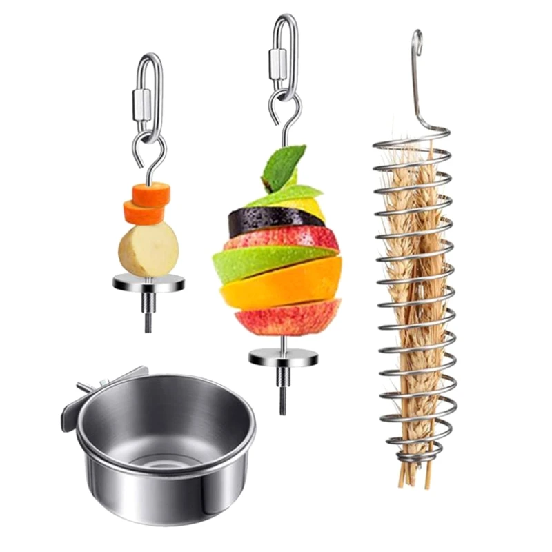 

Bird Food Holder Hanging Stainless Steel Treat Feeders Food Basket for Fruit