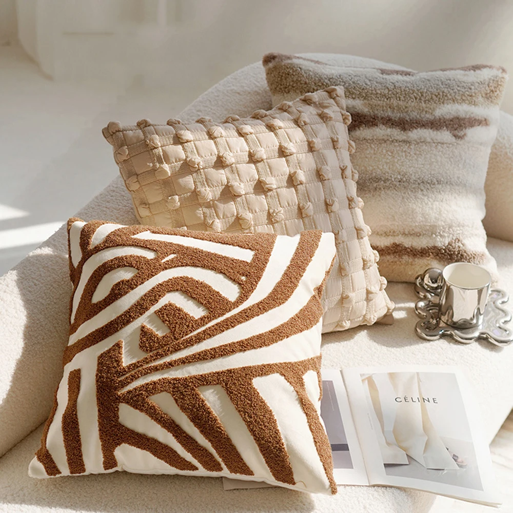 Кремовый винтажный Чехол для диванной подушки декоративные дивана коричневые