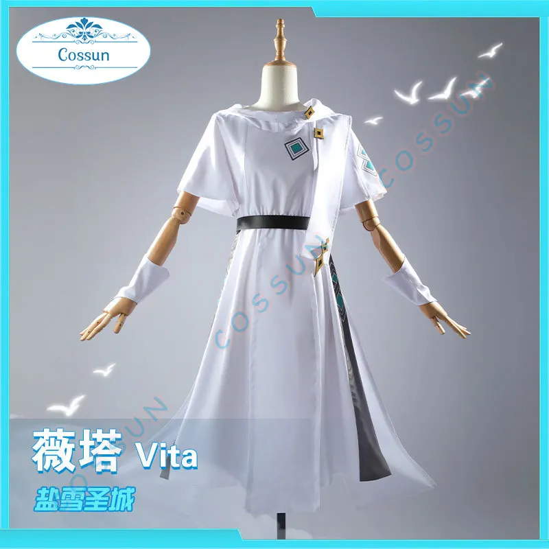 

[Customized] Game Honkai Impact 3 Vita Cosplay Costumes Women Cute White Dress Party Suit Halloween Carnival Uniforms
