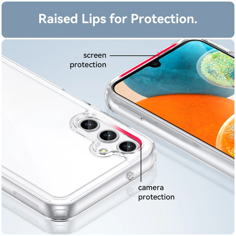 For Samsung A14 LTE Case Cover Samsung Galaxy A14 LTE Capas Shockproof Transparent Colour Frame Clear For Samsung A14 LTE Fundas