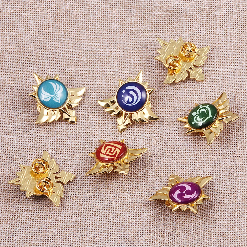 

ZXMJ Genshin Impact Brooch Eye of God 7 Elements Badges Fashion Luminous Brooches for Men Trend Collar Pins Bag Pin Game Jewelry