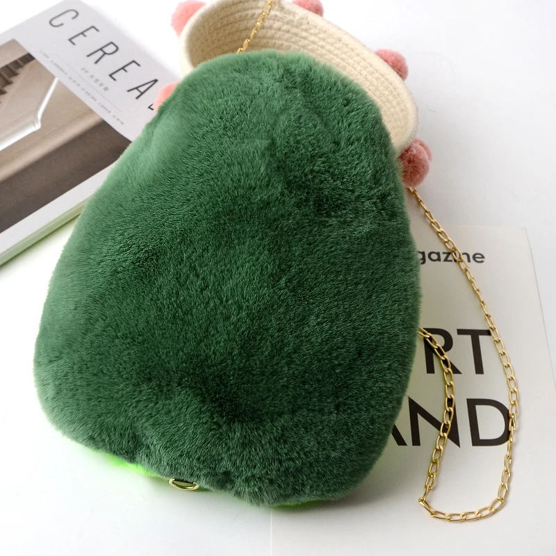 New Creative Chain Plush Backpack Soft Girl Doll Crossbody Bag Cute Funny Shoulder Bag female Storage mobile phone bag