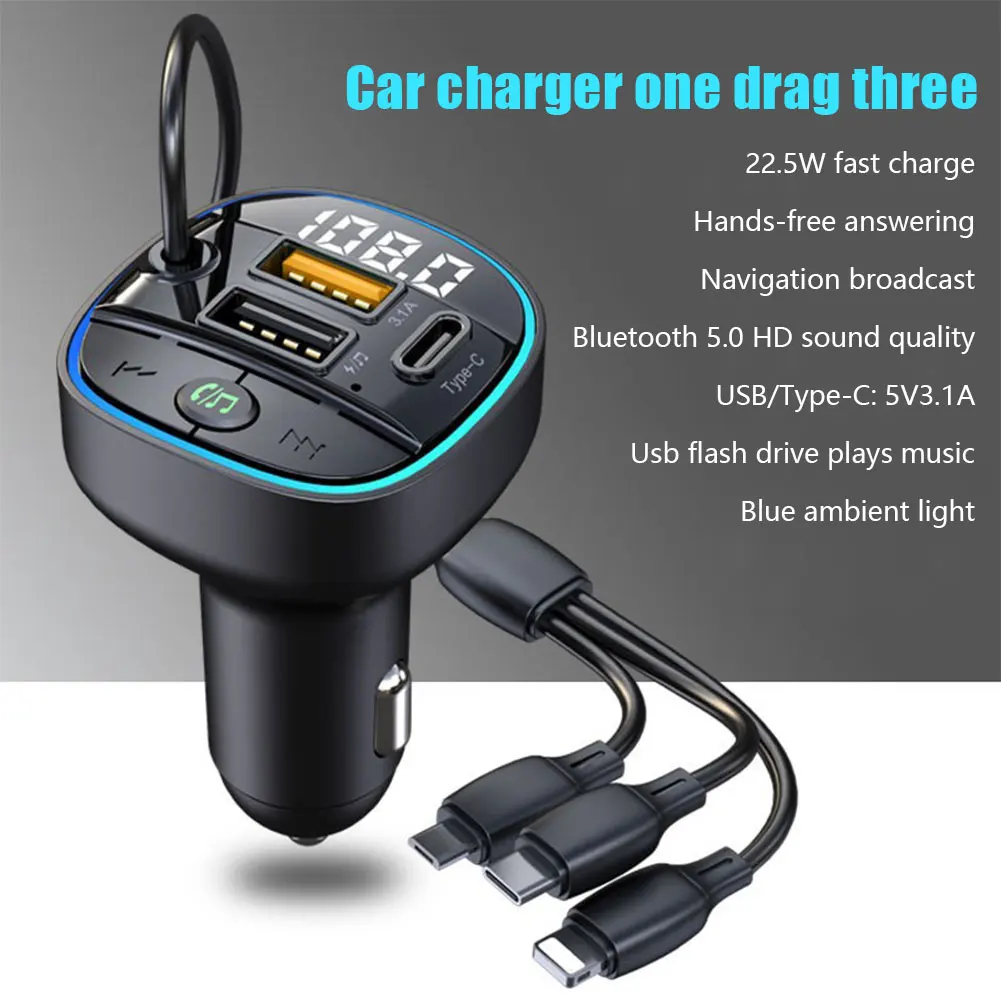

Автомобильный MP3-плеер C35 с Bluetooth и функцией громкой связи, FM-передатчик, кабель от 1 до 3, быстрое автомобильное зарядное устройство, Bluetooth 5,0, автомобильные аксессуары