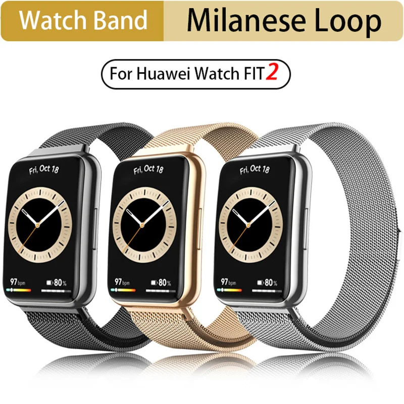 

Magnetic Loop Band For Huawei Watch Fit 2 Strap Accessories stainless steel belt metal correa bracelet huawei watch fit strap