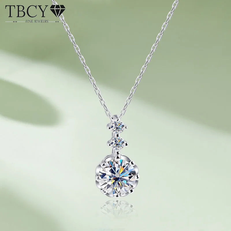 

TBCYD 1CT D Color Moissanite Diamond Necklace Pendant For Women With GRA S925 Sterling Silver Female Necklace Party Fine Jewelry