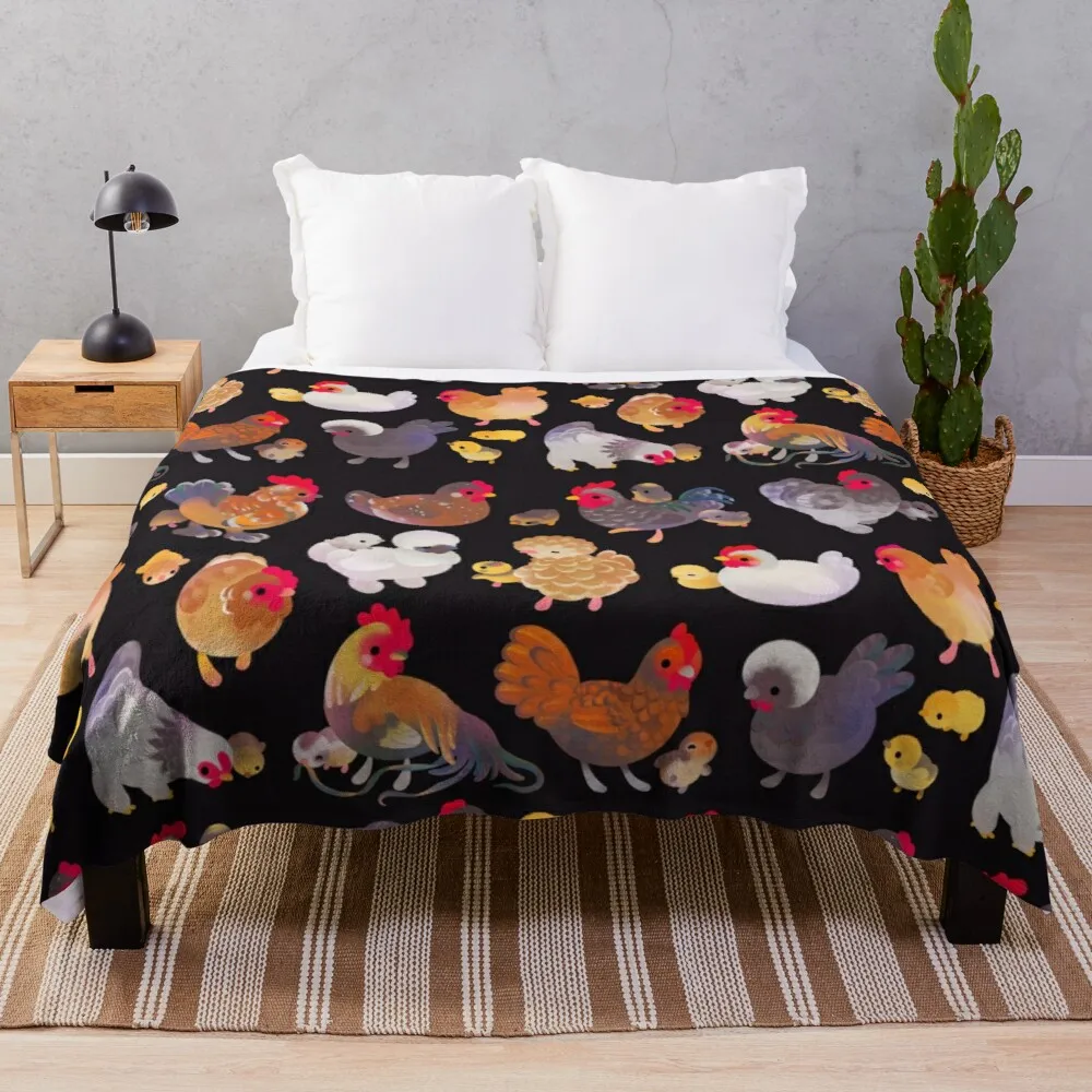 

Chicken and Chick - dark Throw Blanket Blankets For Bed
