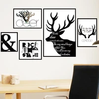 modern photo frame wall stickers elk deer removable wall posters art murals for living room offices home decor black white