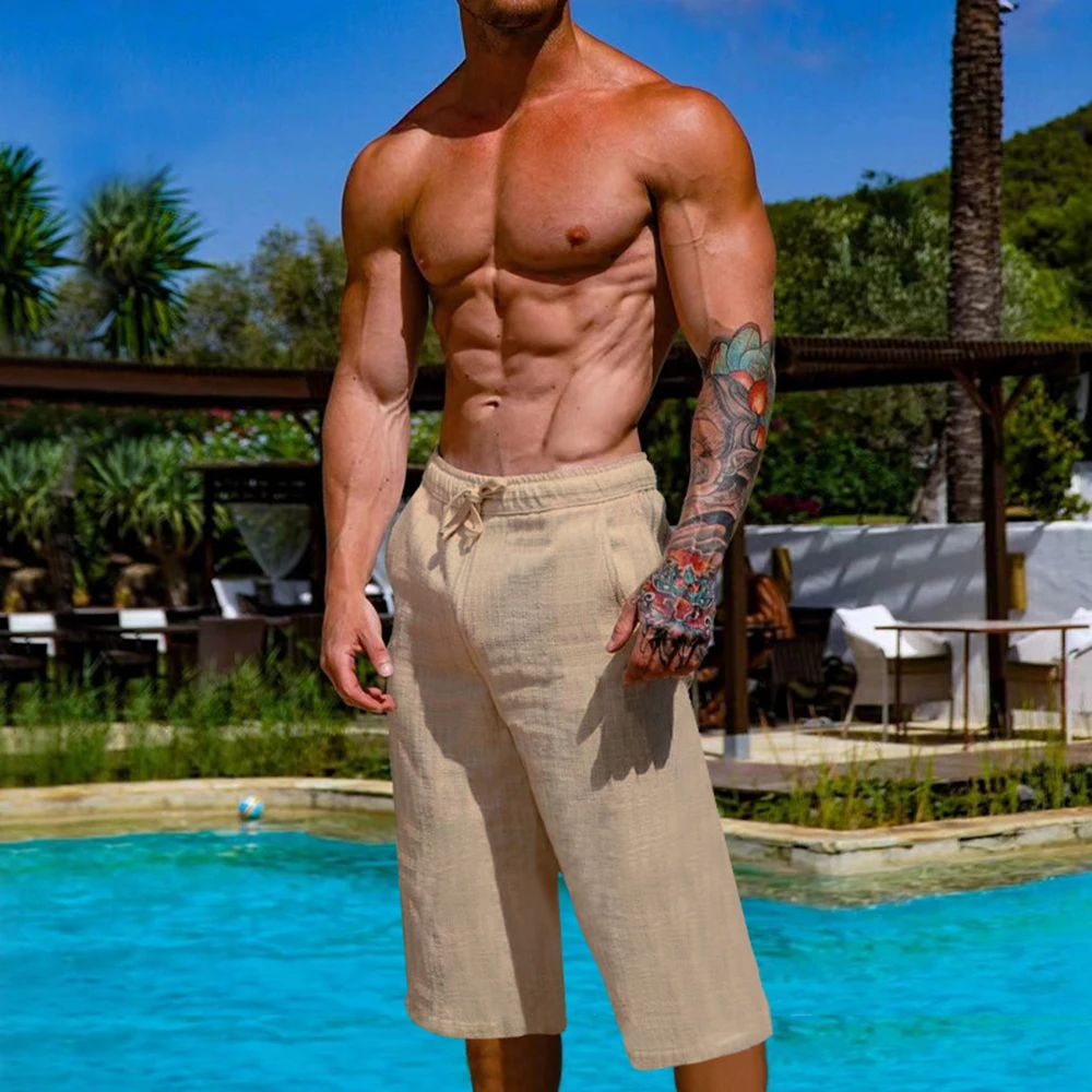 

Men's Casual Cropped Shorts Shorts Summer Thin Section Solid Color Sports Vacation Casual Breathable Fashion Straight-leg Pants