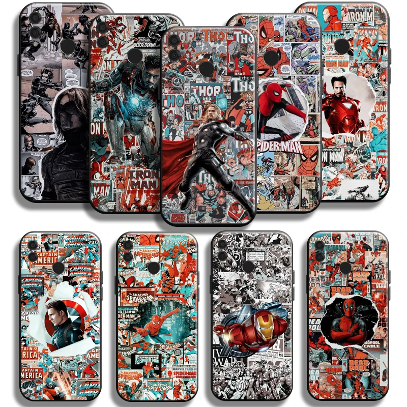 

Avengers Captain America Iron Man Phone Case For Huawei Honor 8X Back Coque Black Funda Cases TPU Liquid Silicon Cover Soft