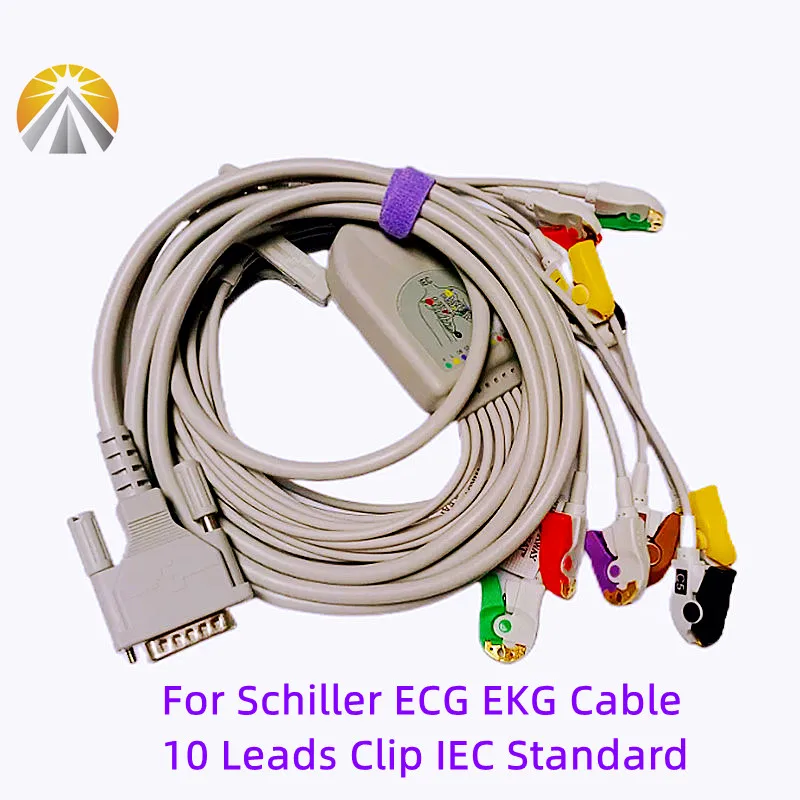 ЭКГ-кабель один шт. 10 проводов DB15 штырьковый стандарт стандарта IEC для Schiller AT3 AT5 CS6 CS12 CS100 AT101 AT102 EKG машина (art.: 3920bdf53dcea) - 3920bdf53dcea
