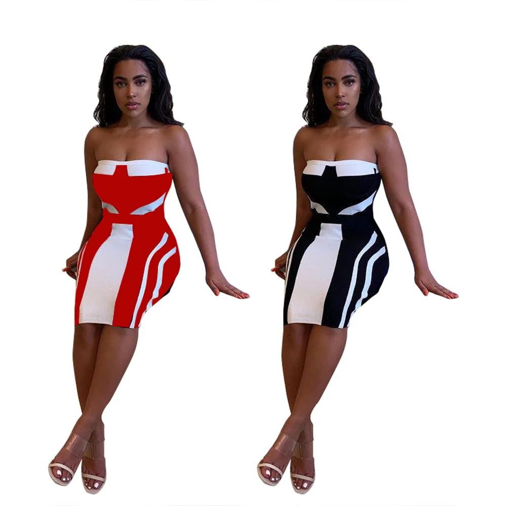 

Women's summer strapless printed dress 1231