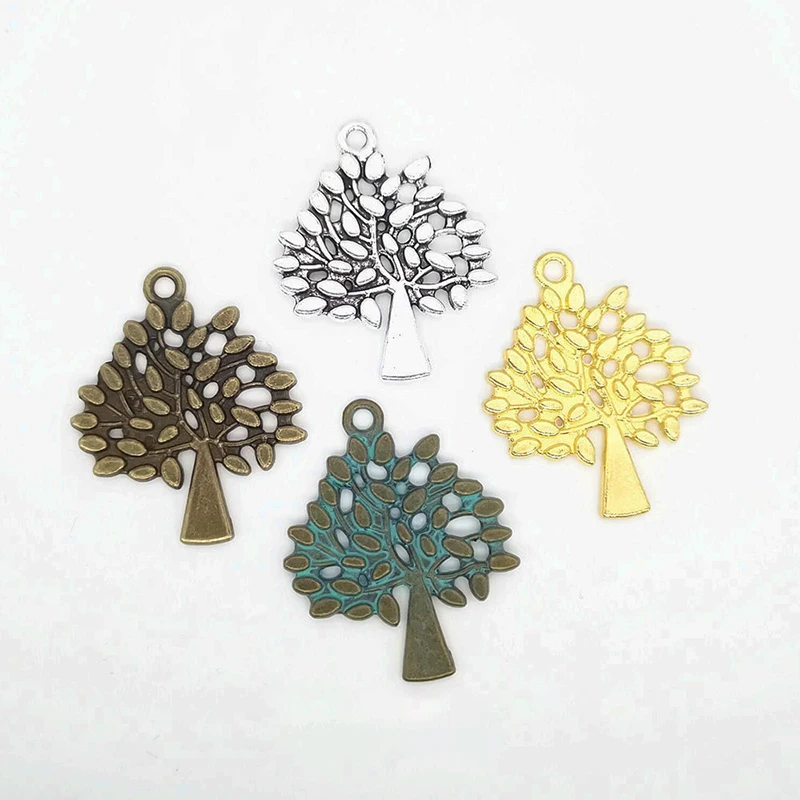 

50pcs/Lot Tibetan Silver/Gold Tree Charms Pendant for DIY Bracelet Necklace Jewelry Making Findings Accessories