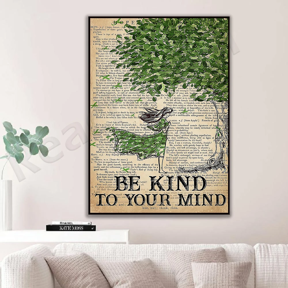 

Mental Health Poster, Be Kind to Your Mind Poster, Mental Health Awareness, Gardening Vintage Poster, Plant Lover Poster