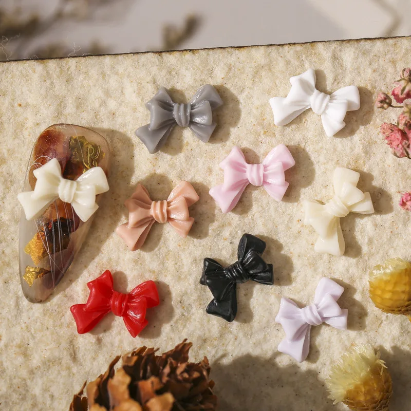 

50PCS Cute 3D Resin Bow Tie Nail Charms Matt Manicure Designer Supplies Frosted Bowknot Nails Art Decoration Parts Accessories