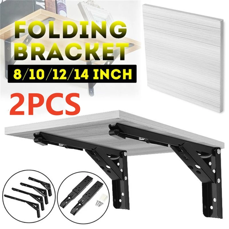 

2PCS Triangle Folding Angle Bracket Heavy Support Adjustable Wall Mounted Bench Table Shelf Bracket Furniture Hardware
