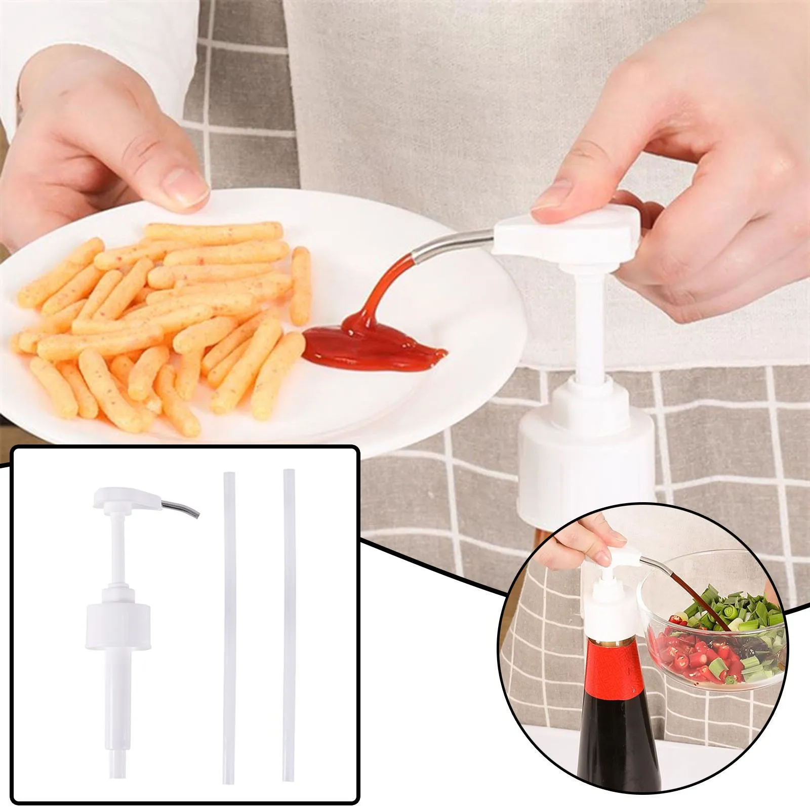 

Oil Consumption Bottle Nozzle Pump Head Household Oyster Sauce Squeezer Pump Press Type Seasoning Sauce Quantitative