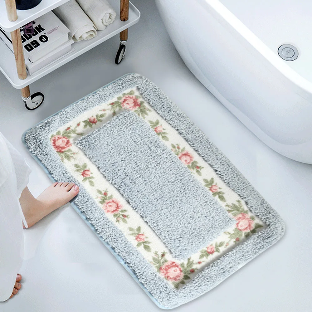 

Pastoral Style Floor Mat Anti-Slip Bath Mats Entrance Doormat Shower Room Toilet Rugs Bathroom Kitchen Carpets Home Decoration