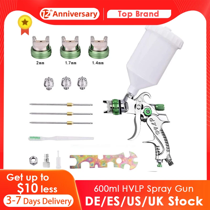 

600ml HVLP Spray Gun Mini Painting Gun 1.4/1.7/2.0mm Nozzle Size Waterborne Paint Use for Car Paint Spray Gun