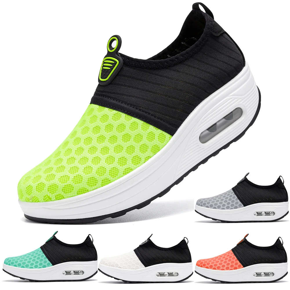 Women's Ladies Casual Sneakers Slip-on Walking Shoes Zapatillas Mujer Air Cushioning Rubber Platform Chaussure de Sport Femme