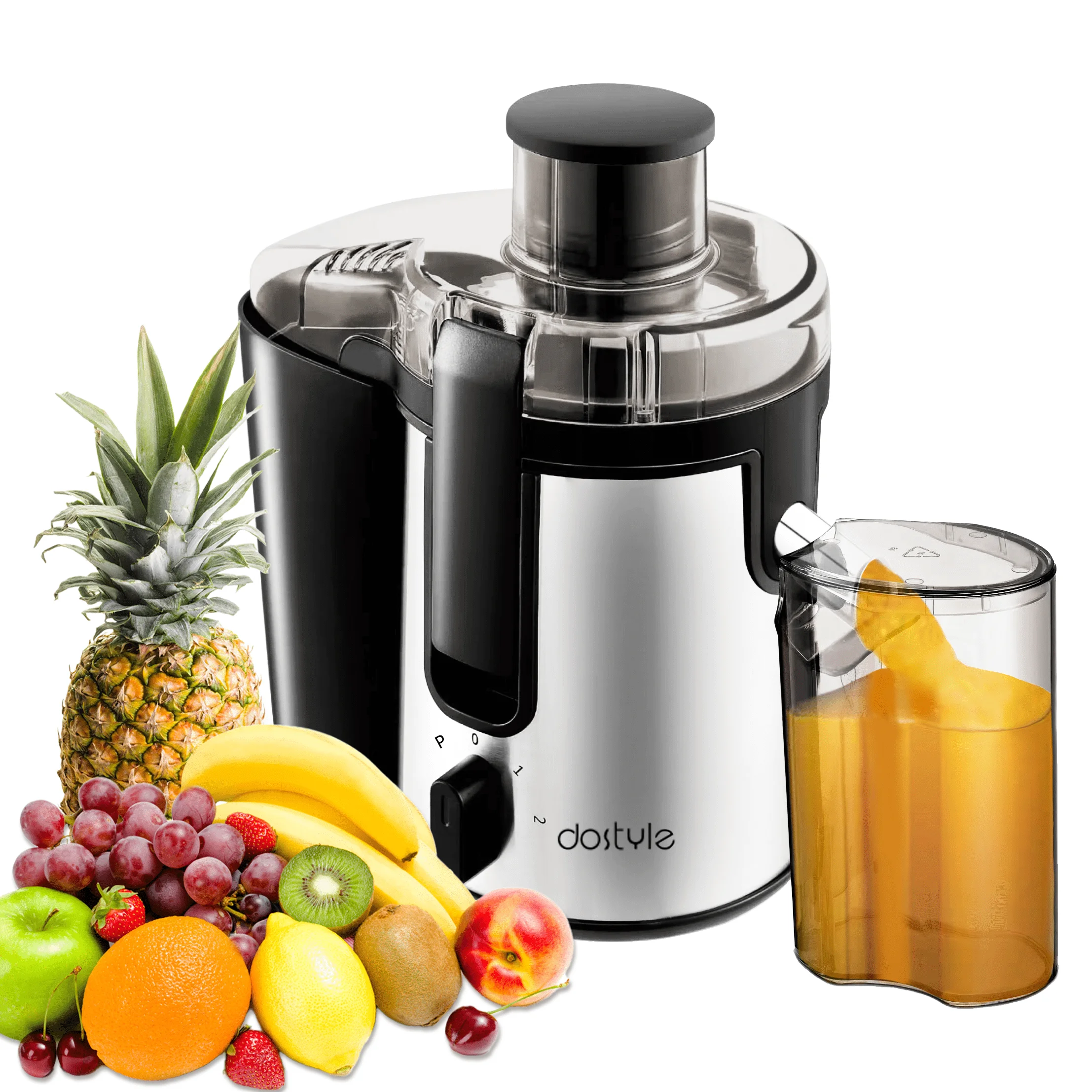 

Juicer Machines, Slow Masticating Juicer 2 Speeds,Stainless Steel Juicer Extractor with Higher Juice Yield, Anti-drip Function D