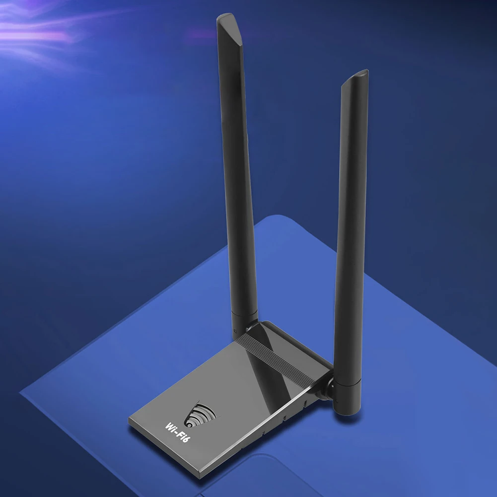 

WiFi6 WiFi Receiver Network Card 1800Mbps Dual Band Wireless Dongle Network Card Powerful External Antenna for PC Desktop Laptop