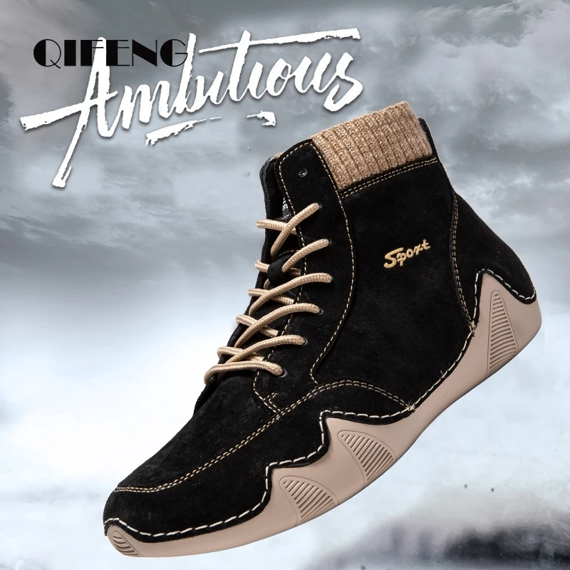 

2022 Men Ankle Boots Outdoor Boots Mountain Climbing Shoes Boy Black Fashion Ankle Sneakers Rubber Winter Summer Genuine Leather