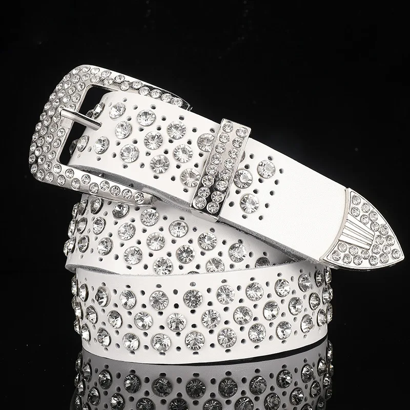 Fashion Western Rhinestones Belt For Women Men Luxury Strap Bling Diamond Studded Belts Cowgirl Cowboy Cinturones Para Mujer