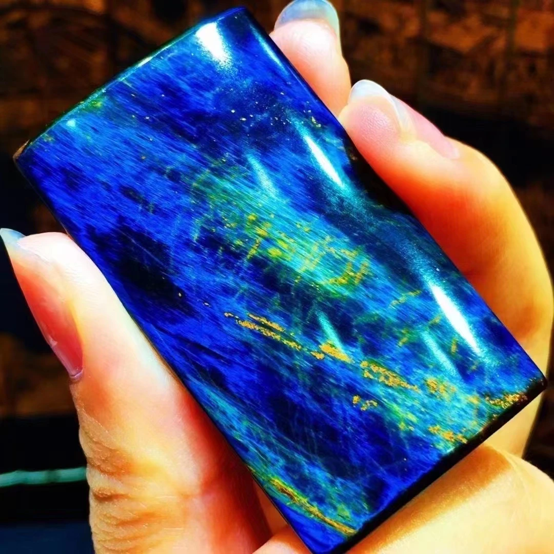

Natural Blue Pietersite Rectangle Chatoyant Pendant Namibia Women Men Cat Eye 49.2x28.3x5.5mm Pietersite Jewelry AAAAAA