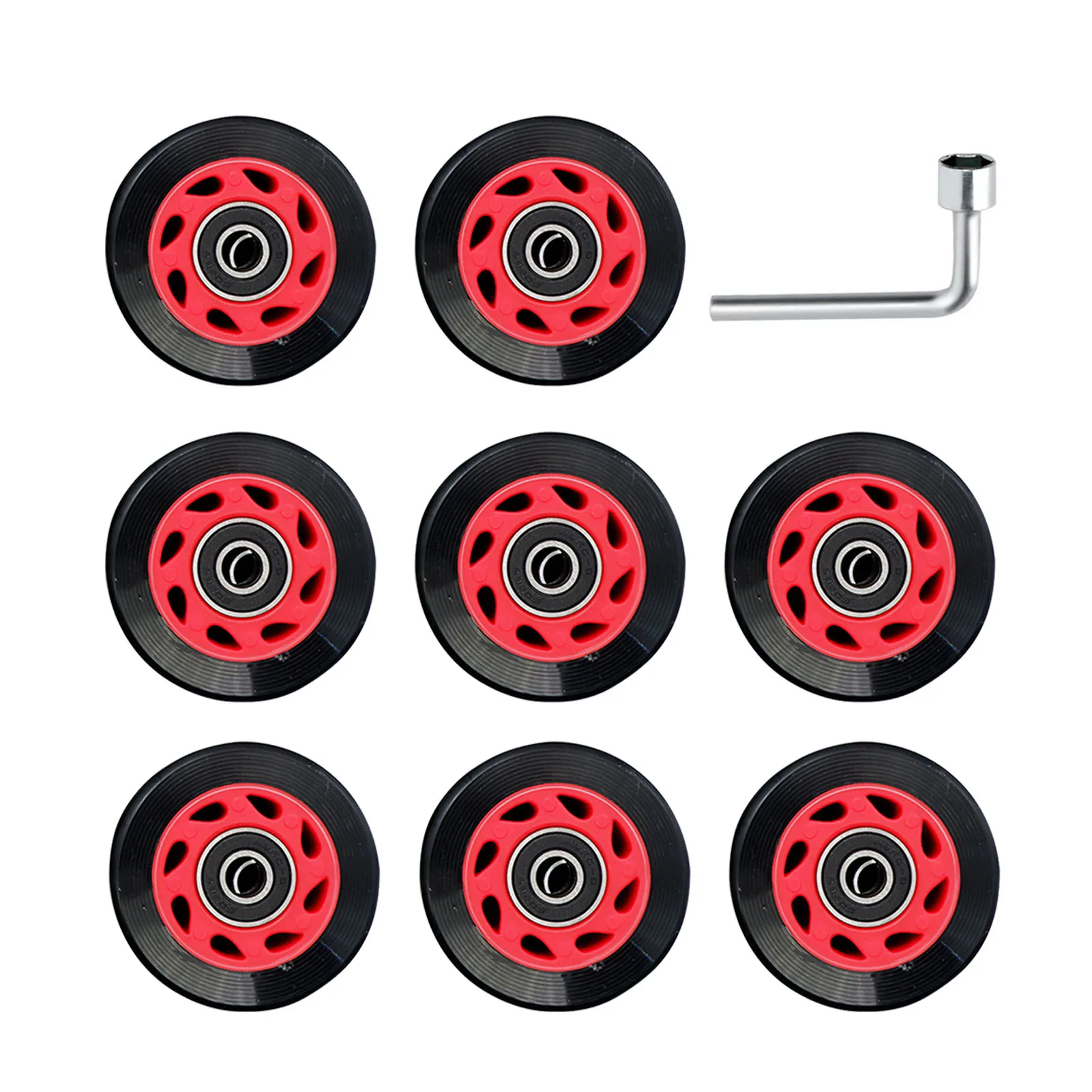 

8pcs Silent High Hardness Roller Skate Wheels Non Flashing Wrench PU 82A Double Row Sliding With Bearing Wear Resistant
