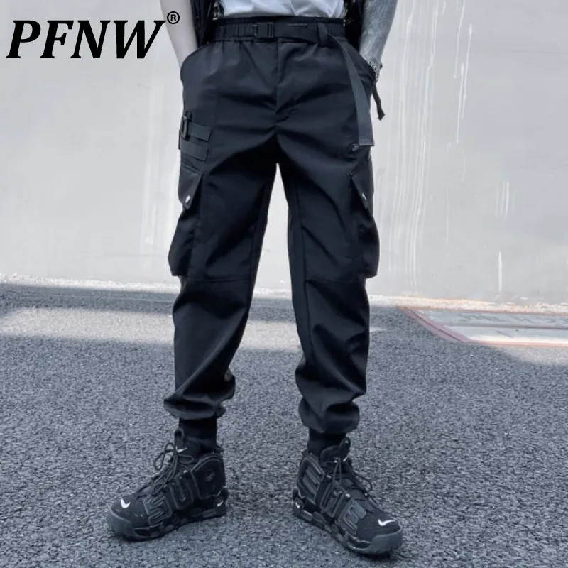 

PFNW Spring Autumn Men's Small Popular Contrast Cargo Pants Tide Darkwear Sportwear Streetwear Handsome Pencil Overalls 12A8137