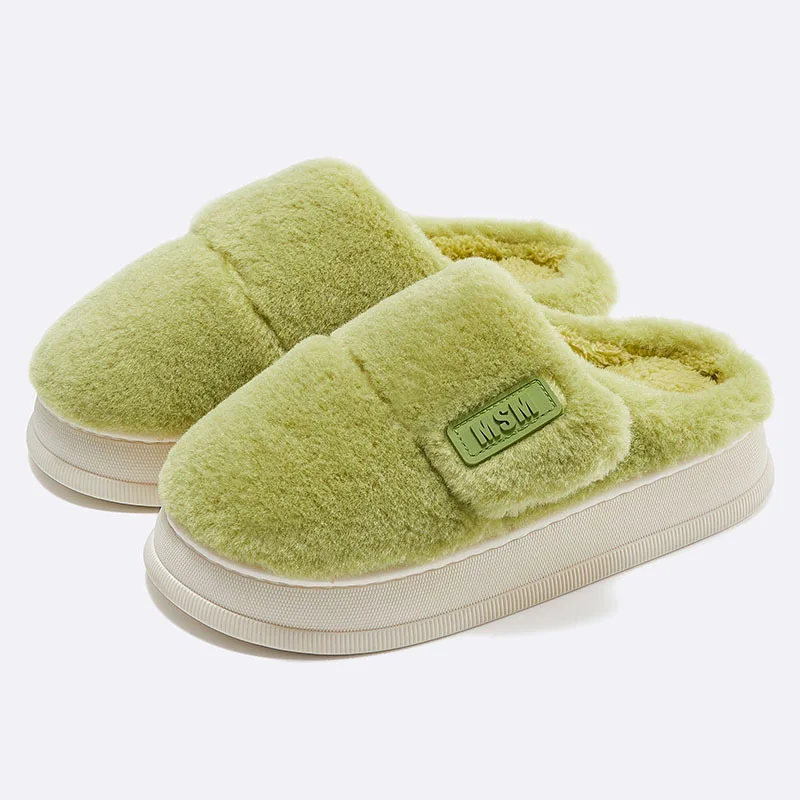 Winter New Fashion Leisure Indoor Solid Color Comfortable Soft Thick Sole Female Cotton Drag Outdoor Latex Cotton Slippers