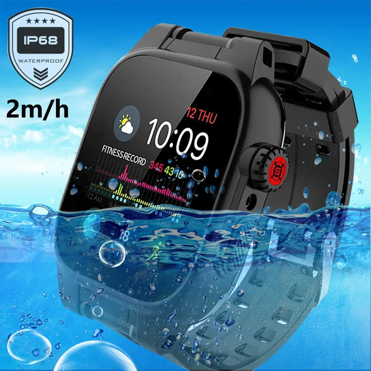 Military Waterproof Case with Strap for Apple Watch S7 41mm 45mm Sport Watchband Protective Shockproof Cover Case for iwatch 7